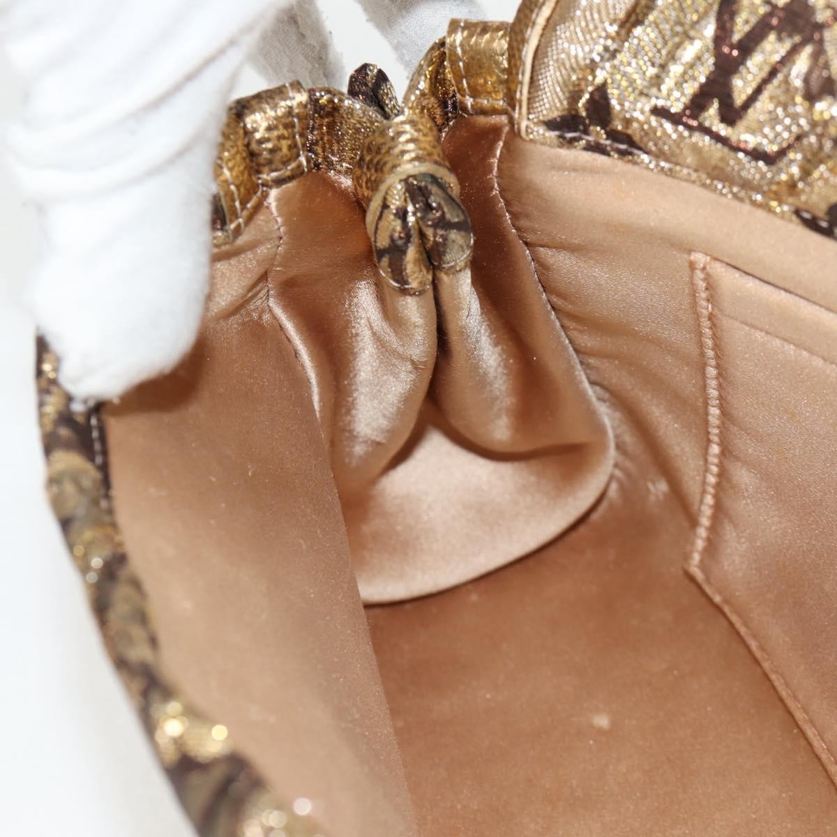 Louis Vuitton Thalie Clutch Brocade Monogram, GOLD, CANVAS, Clutche & pouche
