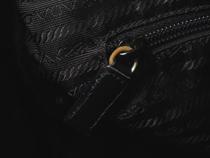 Prada Front Zip Messenger Bag Tessuto, Black, Nylon, Shoulder Bag