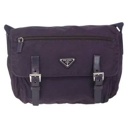 Prada Double Buckle Flap Messenger Bag Tessuto, PURPLE, NYLON, Shoulder bag