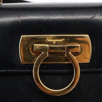 Salvatore Ferragamo Convertible Top Handle Bag Leather, NAVY, LEATHER, Handbag