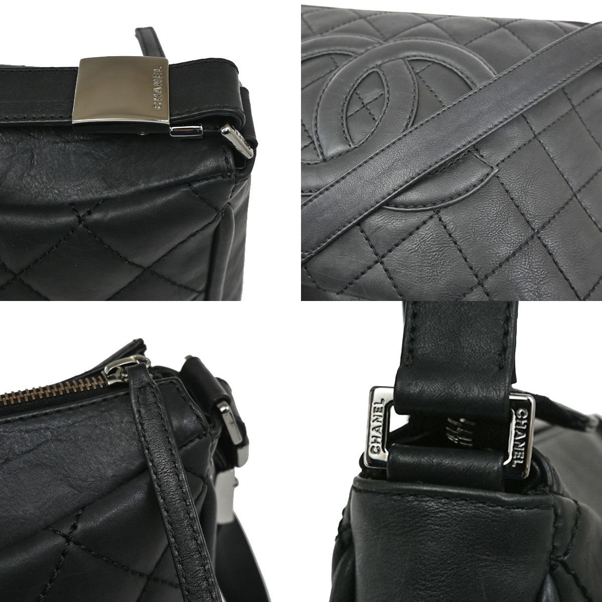 Chanel Vintage Timeless CC Adjustable Shoulder Bag Quilted Caviar, BLACK, LEATHER, Shoulder bag