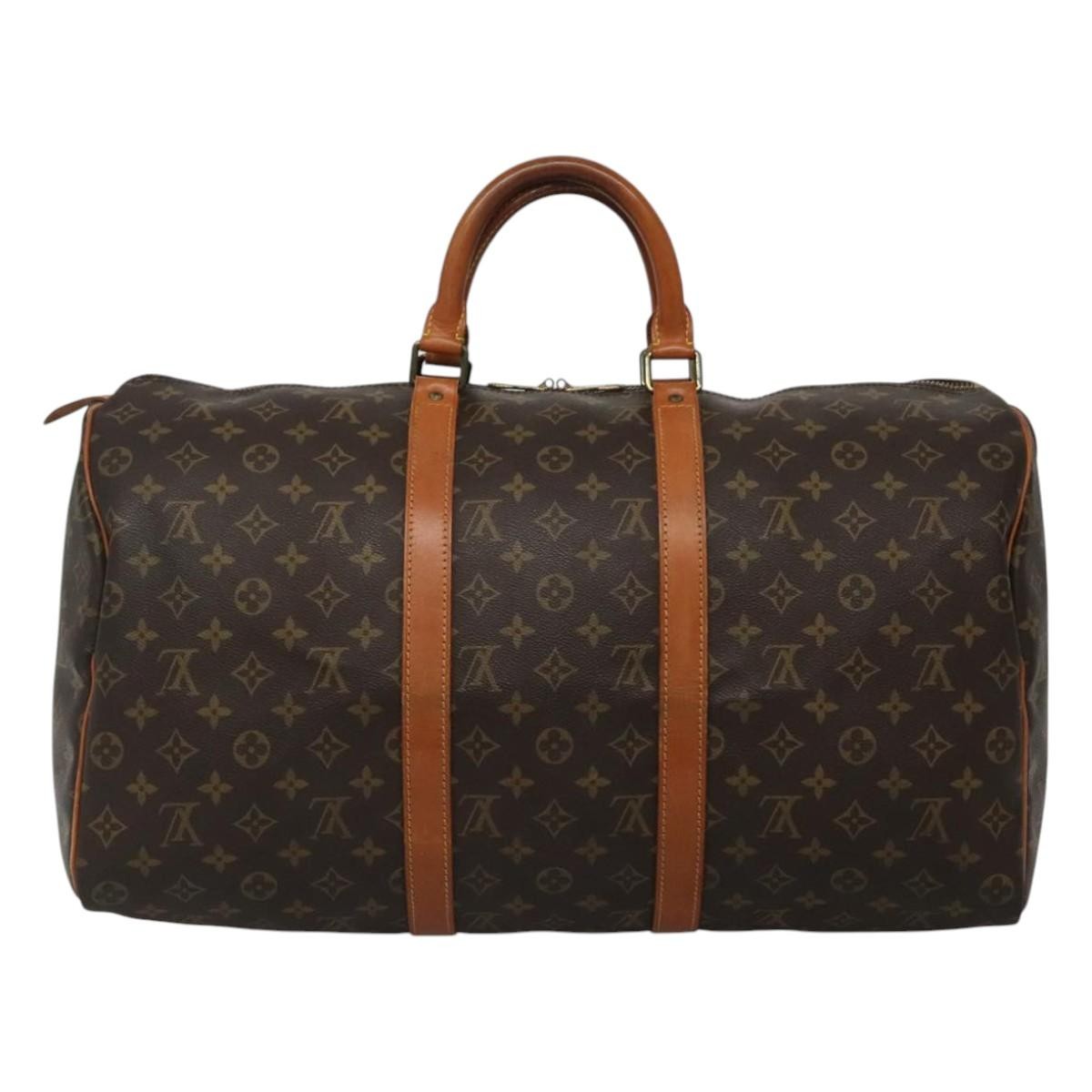 Louis Vuitton Keepall Bag Monogram Canvas, BROWN, CANVAS, Travel bag