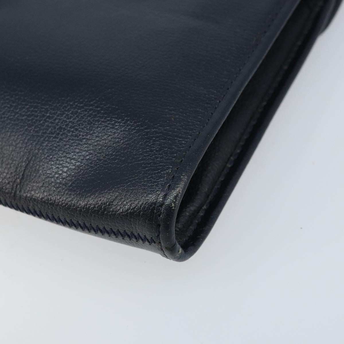 Christian Dior Vintage Chain Envelope Flap Bag Honeycomb Coated Canvas, NAVY, LEATHER, Shoulder bag