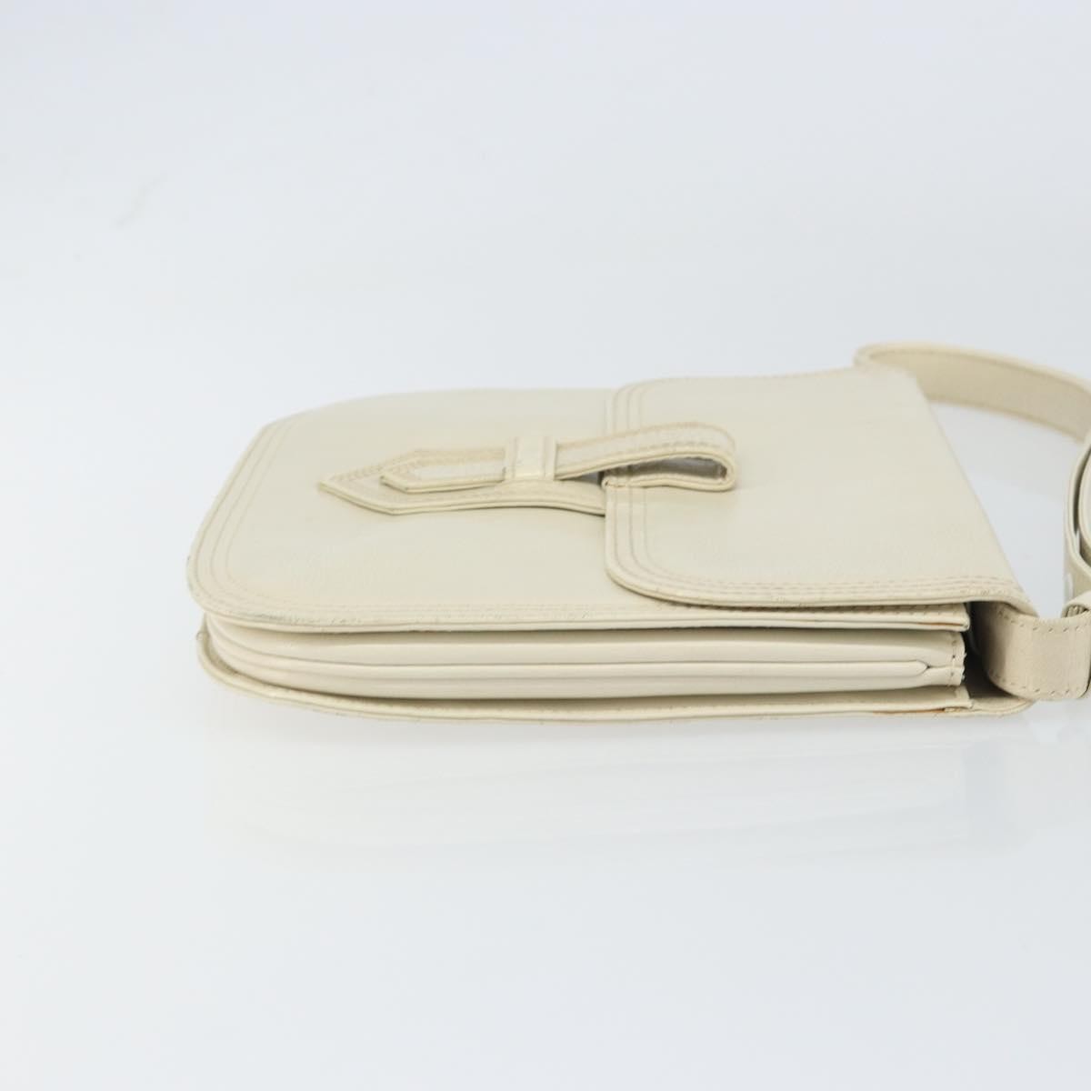 Saint Laurent Vintage Shoulder Bag Leather, WHITE, LEATHER, Shoulder bag