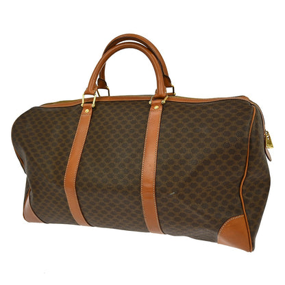 Celine Vintage Macadam Boston bag Canvas and Leather, BROWN, CANVAS, Travel bag