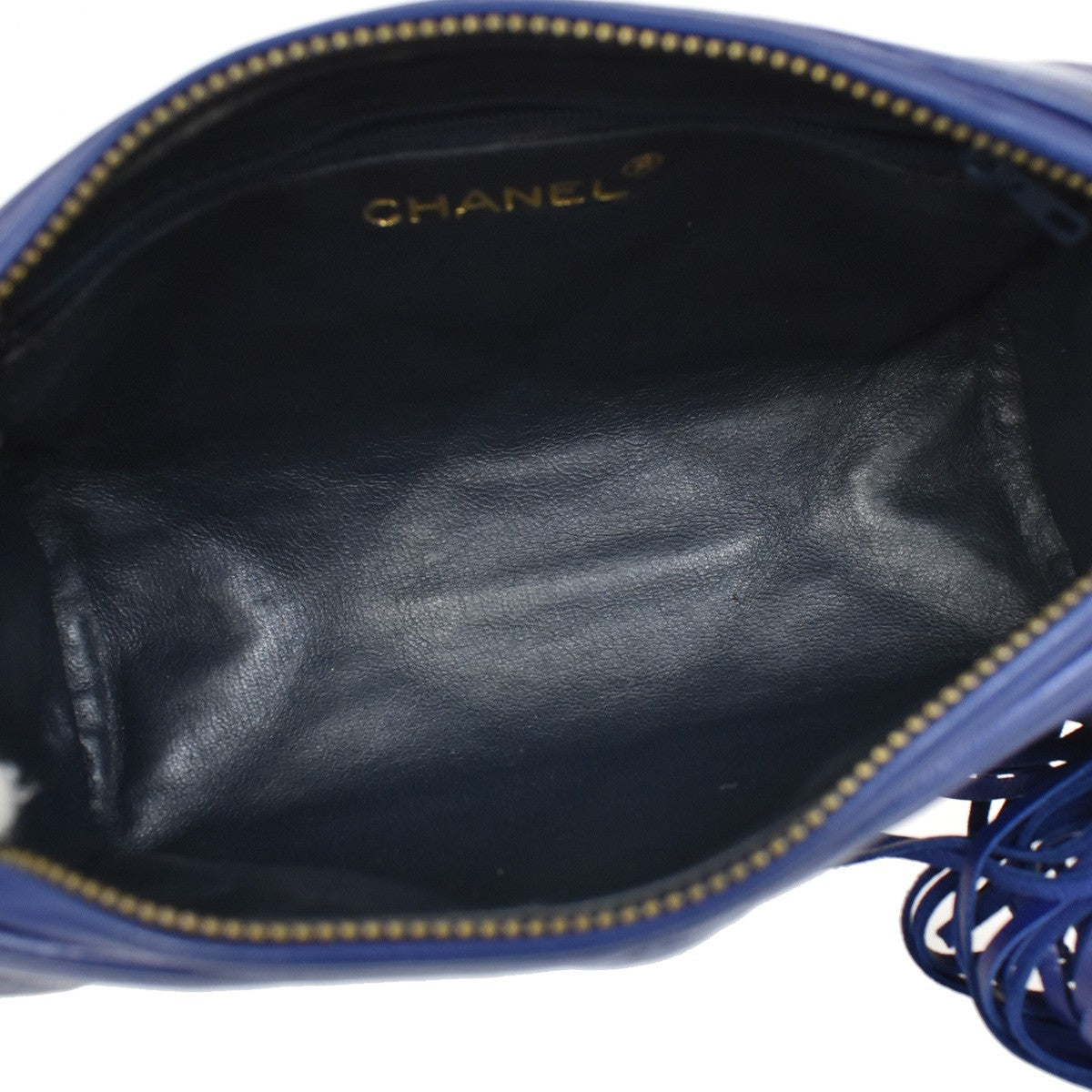 Chanel Vintage Diamond CC Barrel Bag Quilted Leather, BLUE, LEATHER, Shoulder bag