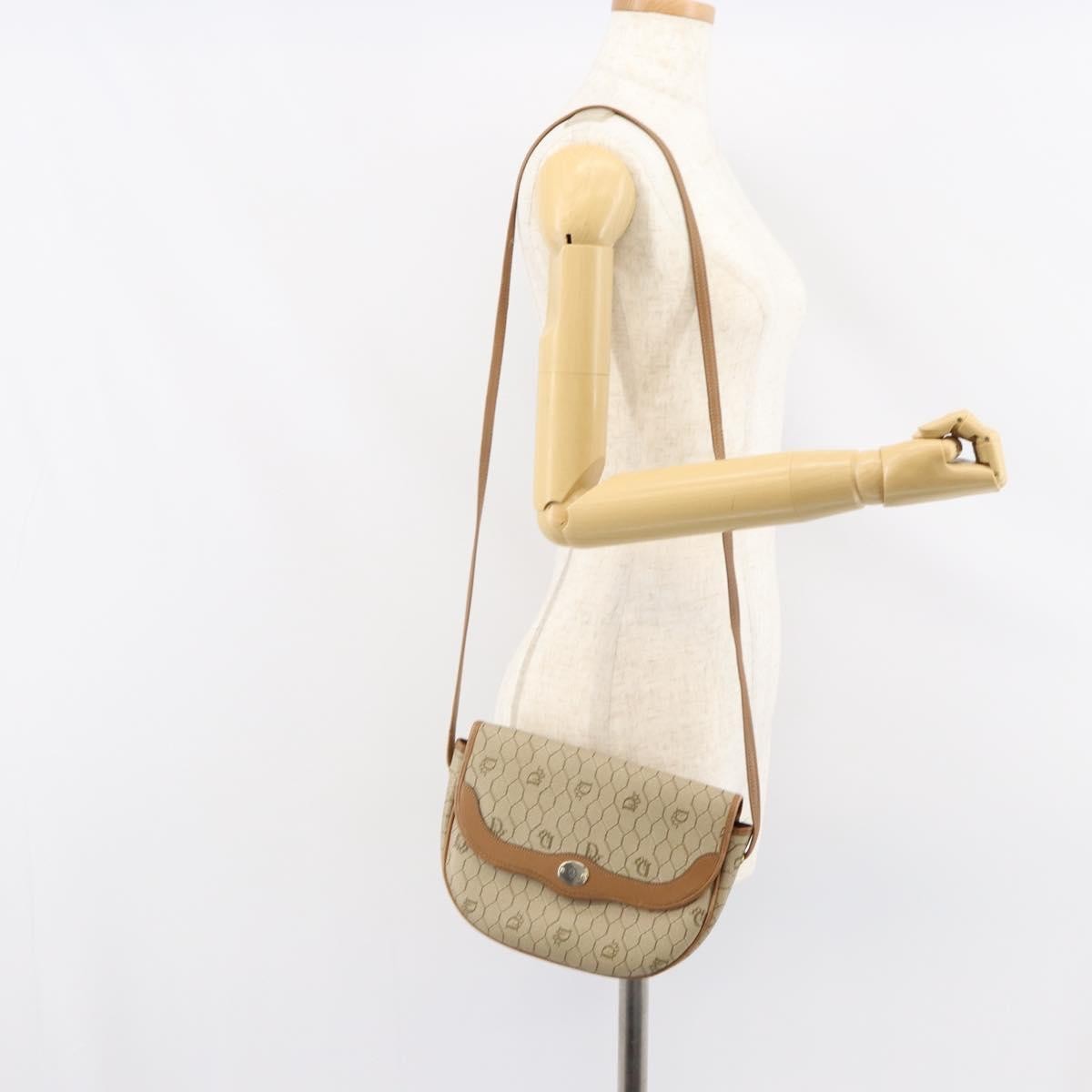 Christian Dior Vintage Honeycomb Shoulder Bag Canvas and Leather, BEIGE, CANVAS, Shoulder bag
