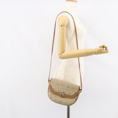 Christian Dior Vintage Honeycomb Shoulder Bag Canvas and Leather, BEIGE, CANVAS, Shoulder bag