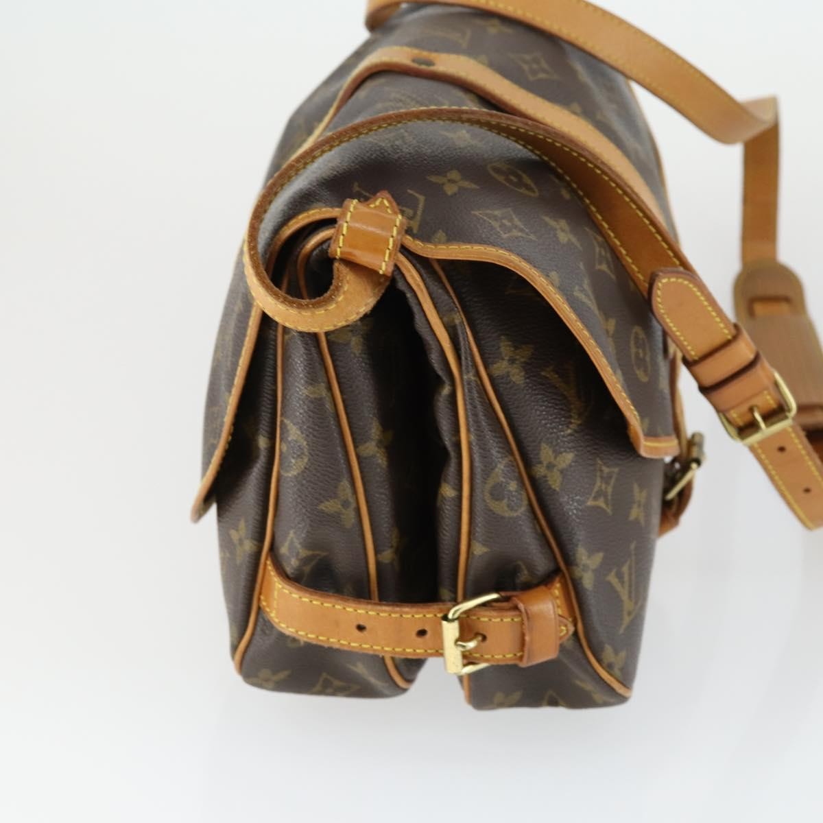 Louis Vuitton Saumur Handbag Monogram Canvas, BROWN, CANVAS, Shoulder bag