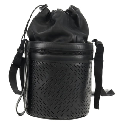 Bottega Veneta Paper Bucket Bag Perforated Leather, BLACK, LEATHER, Shoulder bag
