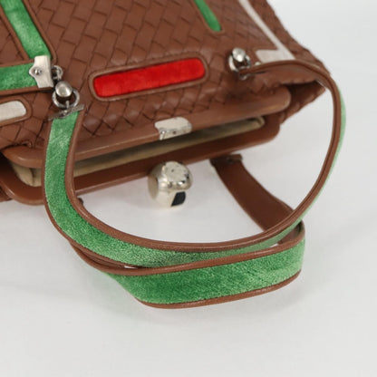 Bottega Veneta Intrecciato Leather, BROWN, LEATHER, Handbag