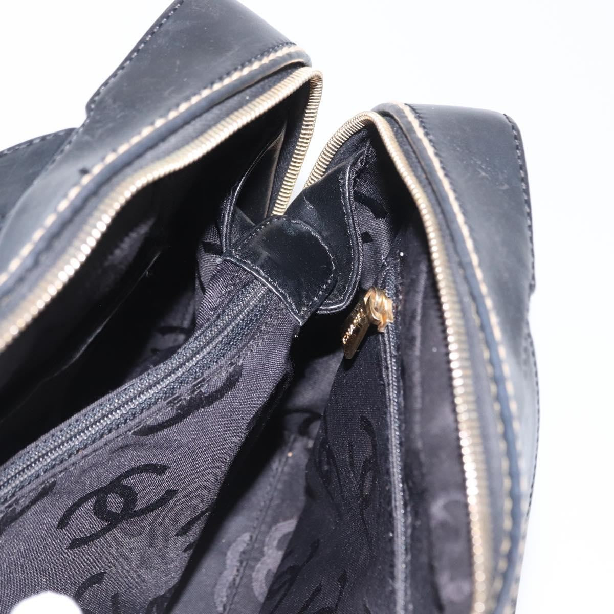 Chanel Surpique Boston Bag Quilted Leather, BLACK, LEATHER, Travel bag