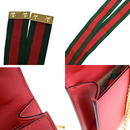 Gucci Sylvie Shoulder Bag Leather, RED, LEATHER, Shoulder bag