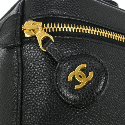 Chanel Vintage Timeless Cosmetic Case Caviar, BLACK, LEATHER, Clutche & pouche