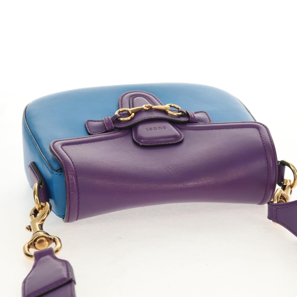 Gucci Lady Web Shoulder Bag Leather, BLUE, LEATHER, Shoulder bag