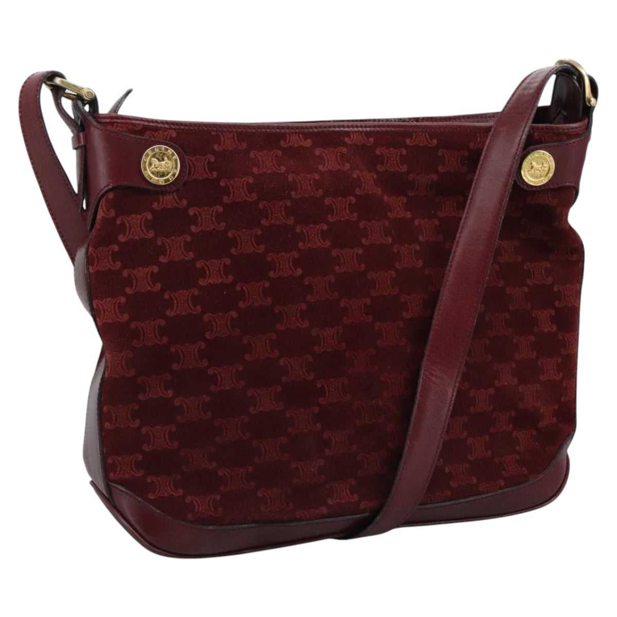 Celine Vintage Macadam Shoulder Bag Suede, RED, SUEDE, Shoulder bag