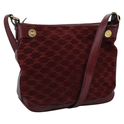 Celine Vintage Macadam Shoulder Bag Suede, RED, SUEDE, Shoulder bag