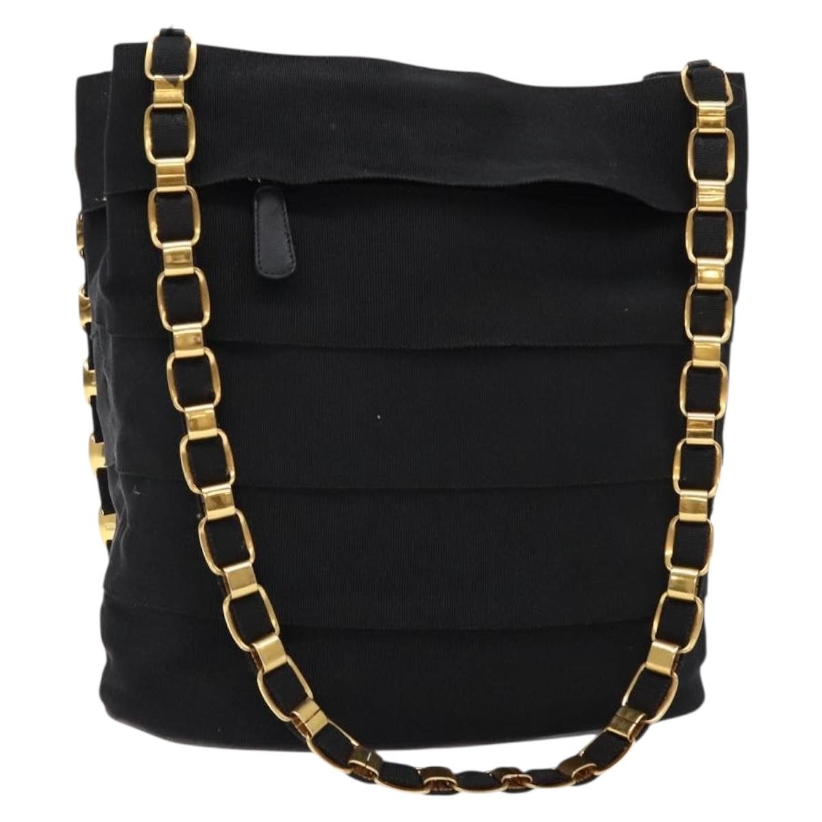 Salvatore Ferragamo Vala Shoulder Bag Canvas, BLACK, CANVAS, Shoulder bag