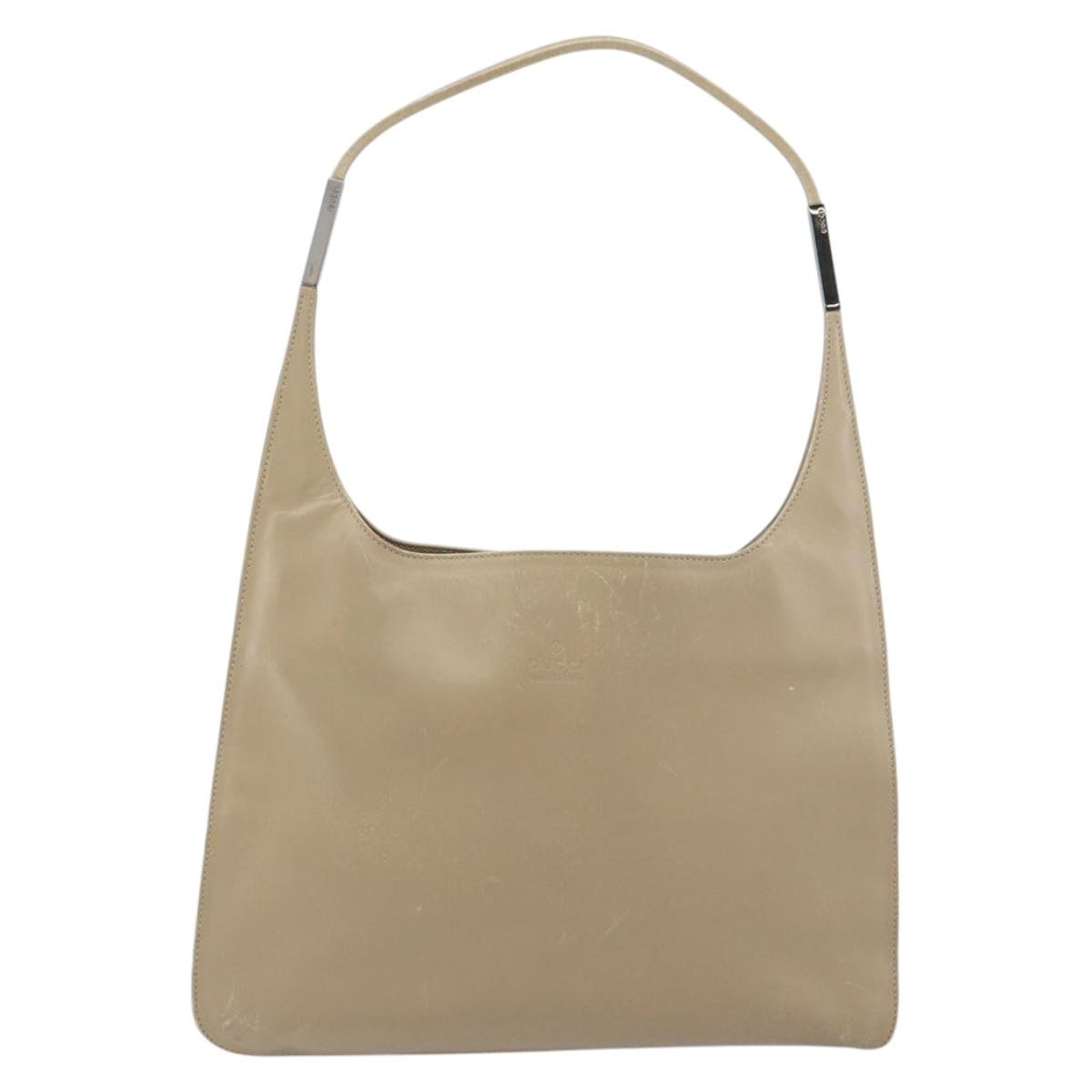 Gucci Vintage Shoulder Bag Leather, BEIGE, LEATHER, Shoulder bag