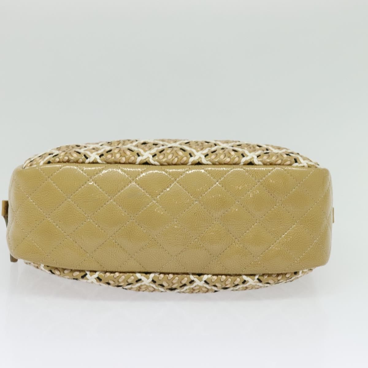 Chanel Camera Case Bag Woven Stitch Patent, BEIGE, PATENT_LEATHER, Crossbody bag