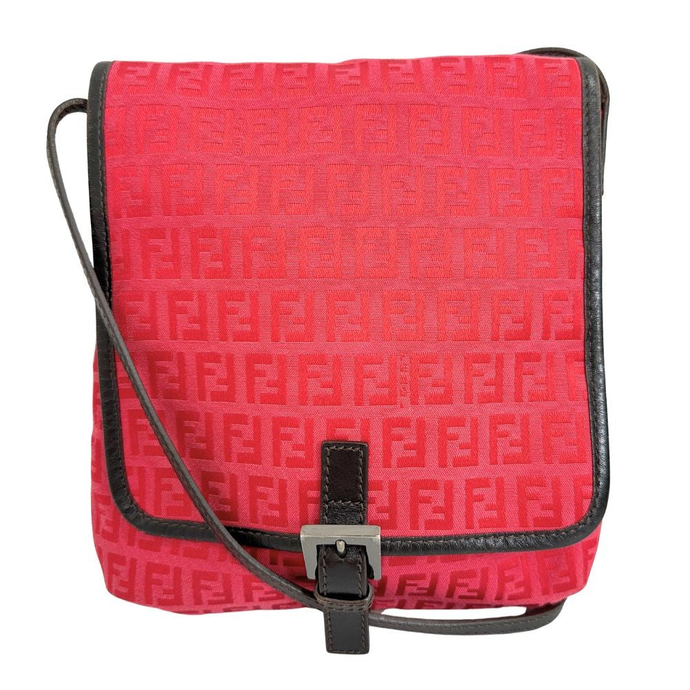 Fendi Vintage Flap Messenger Zucchino Canvas, RED, CANVAS, Shoulder bag