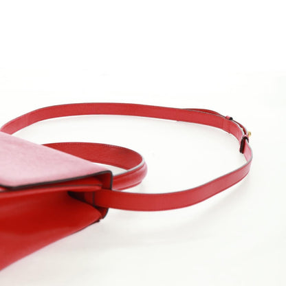 Celine Vintage Triomphe Flap Bag Leather, RED, LEATHER, Shoulder bag