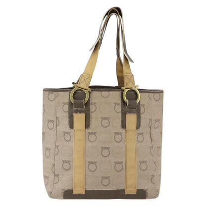 Salvatore Ferragamo Gancini handbag Canvas, BEIGE, CANVAS, Handbag