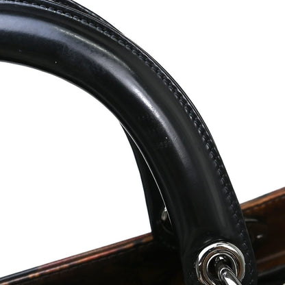 Christian Dior Vintage Lady Dior Bag Patent, Brown, Patent Leather, Handbag