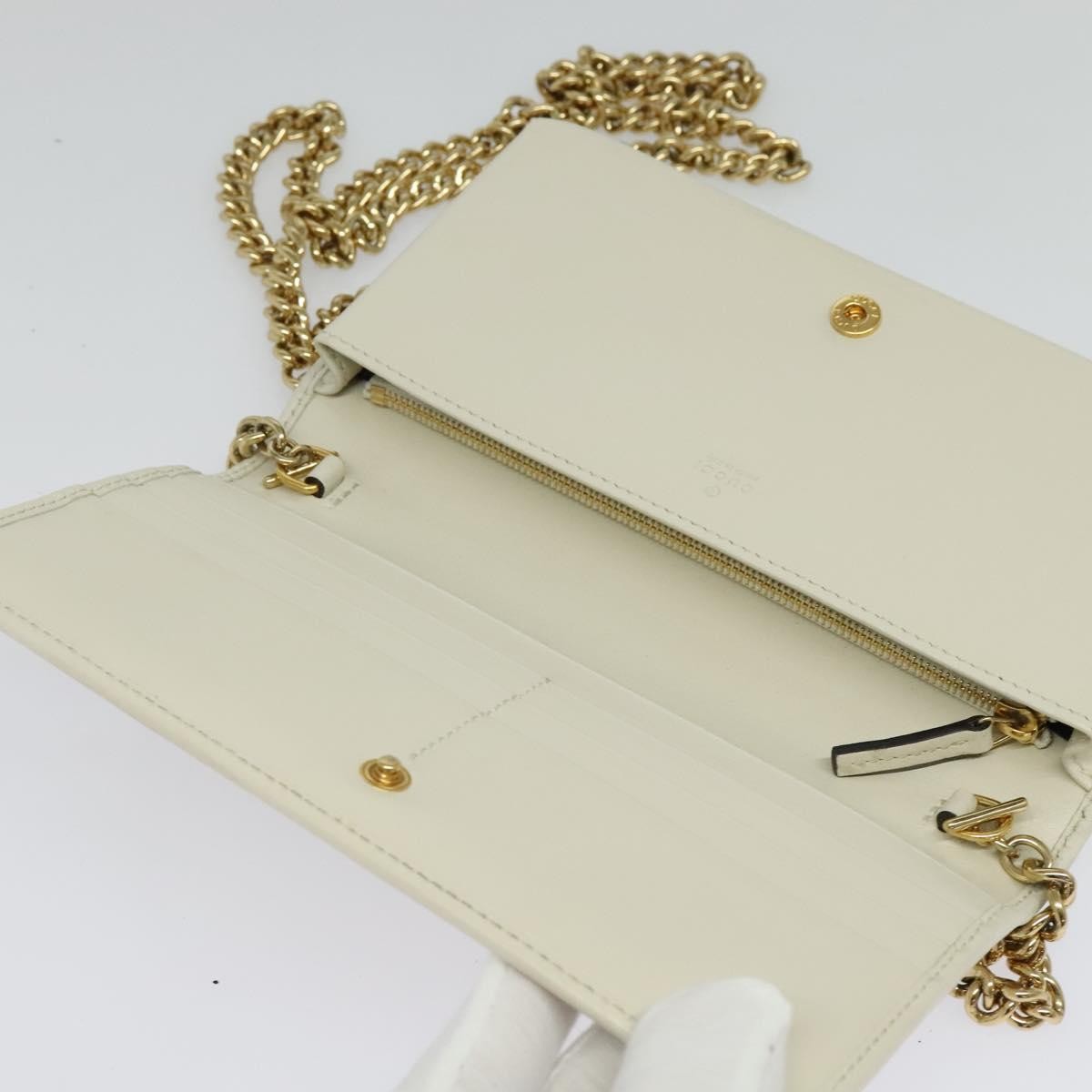 Gucci Horsebit 1955 Chain Wallet Leather, WHITE, LEATHER, Wallets