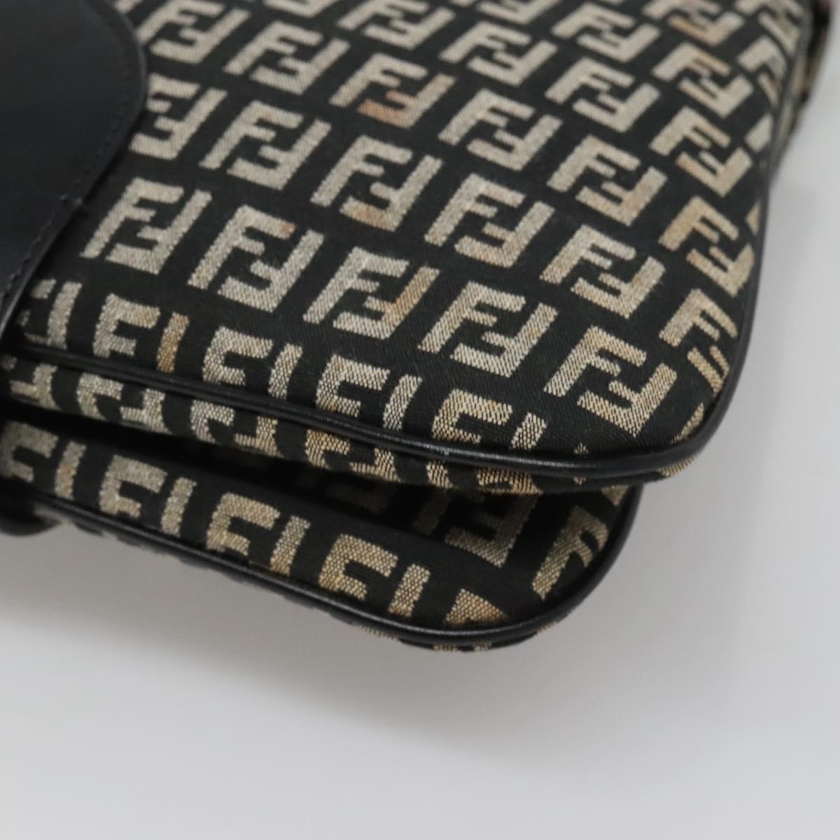 Fendi Buckle Flap Shoulder Bag Zucchino canvas, BLACK, CANVAS, Shoulder bag
