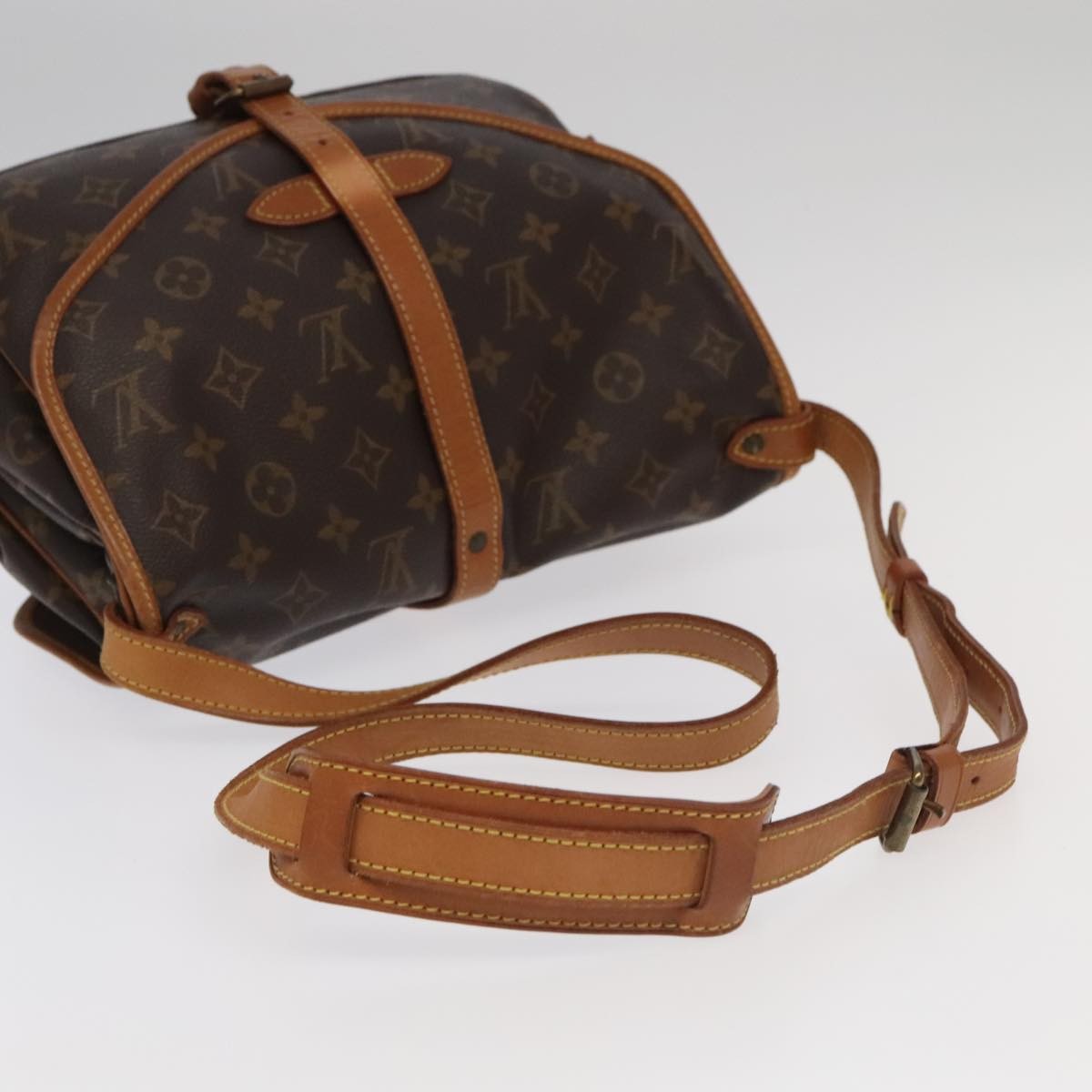 Louis Vuitton Saumur Handbag Monogram Canvas, BROWN, CANVAS, Handbag