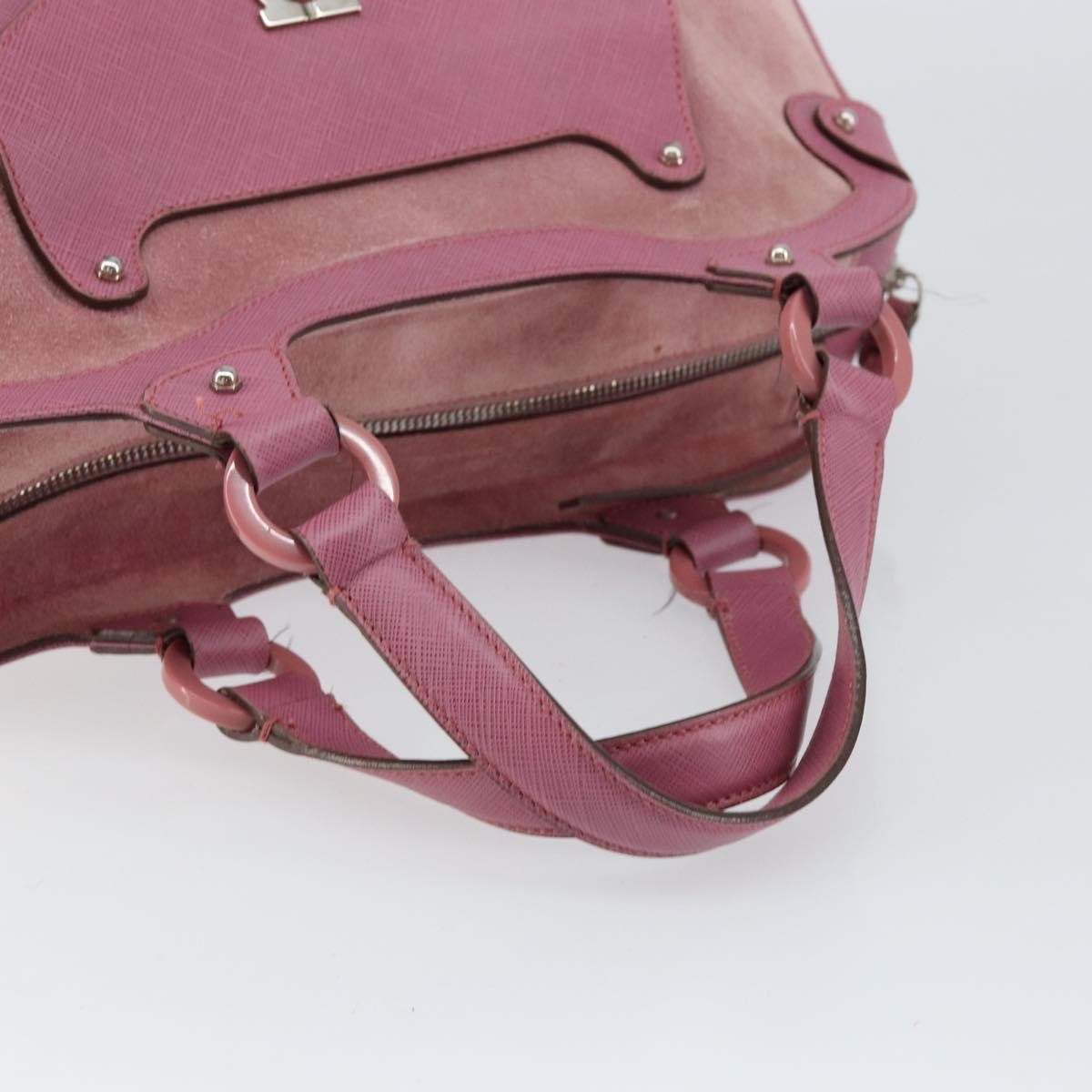 Salvatore Ferragamo Gancini handbag Suede, PINK, SUEDE, Handbag