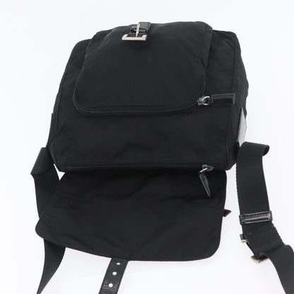 Prada Buckle Messenger Bag Tessuto, Black, Nylon, Shoulder Bag