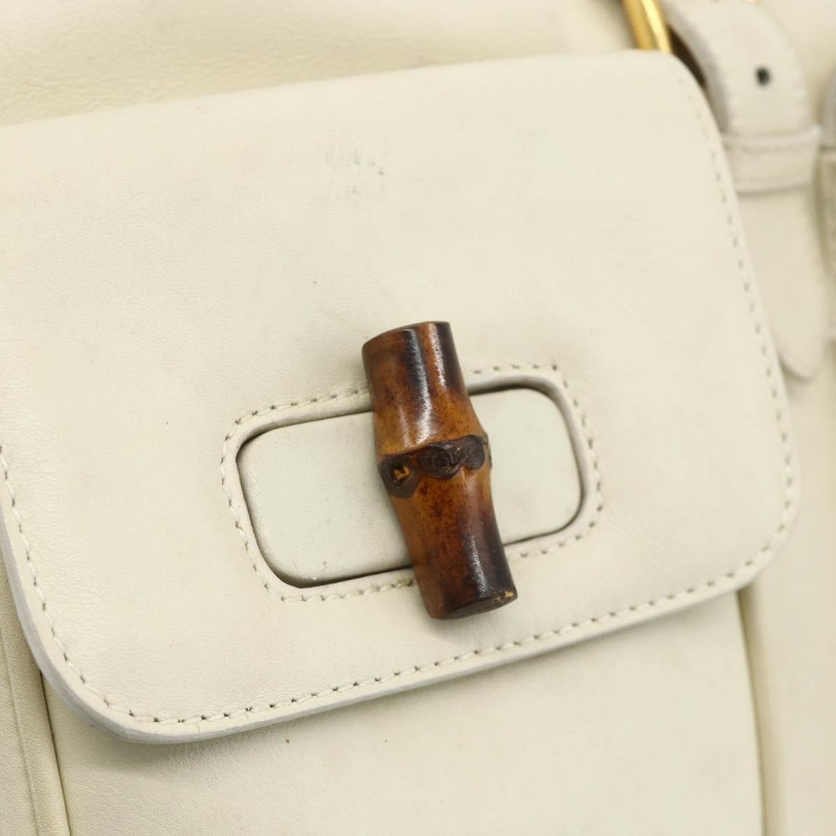 Gucci Vintage Bamboo Backpack Leather, White, Leather, Backpack