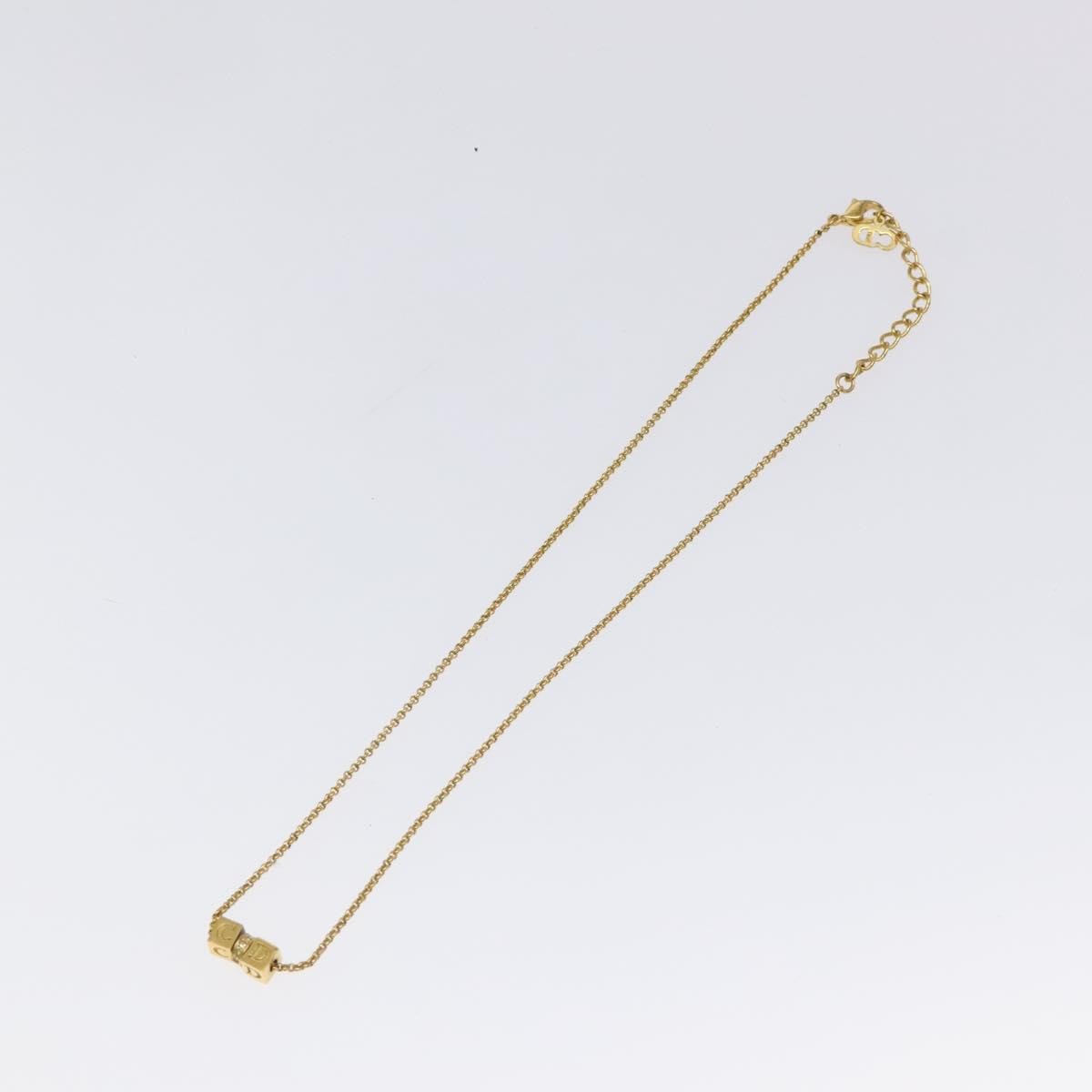 Christian Dior CD Cube Charms Pendant Necklace Metal with Crystals, GOLD, METAL, Necklace