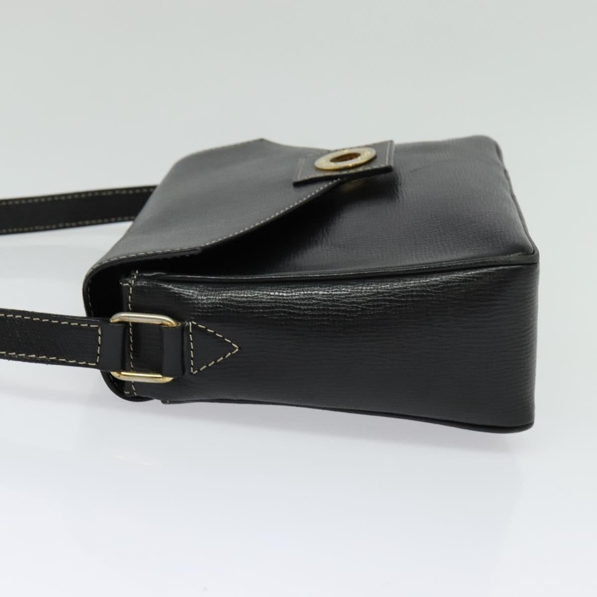 Celine Vintage Circle Logo Crossbody Bag Leather, BLACK, LEATHER, Crossbody bag
