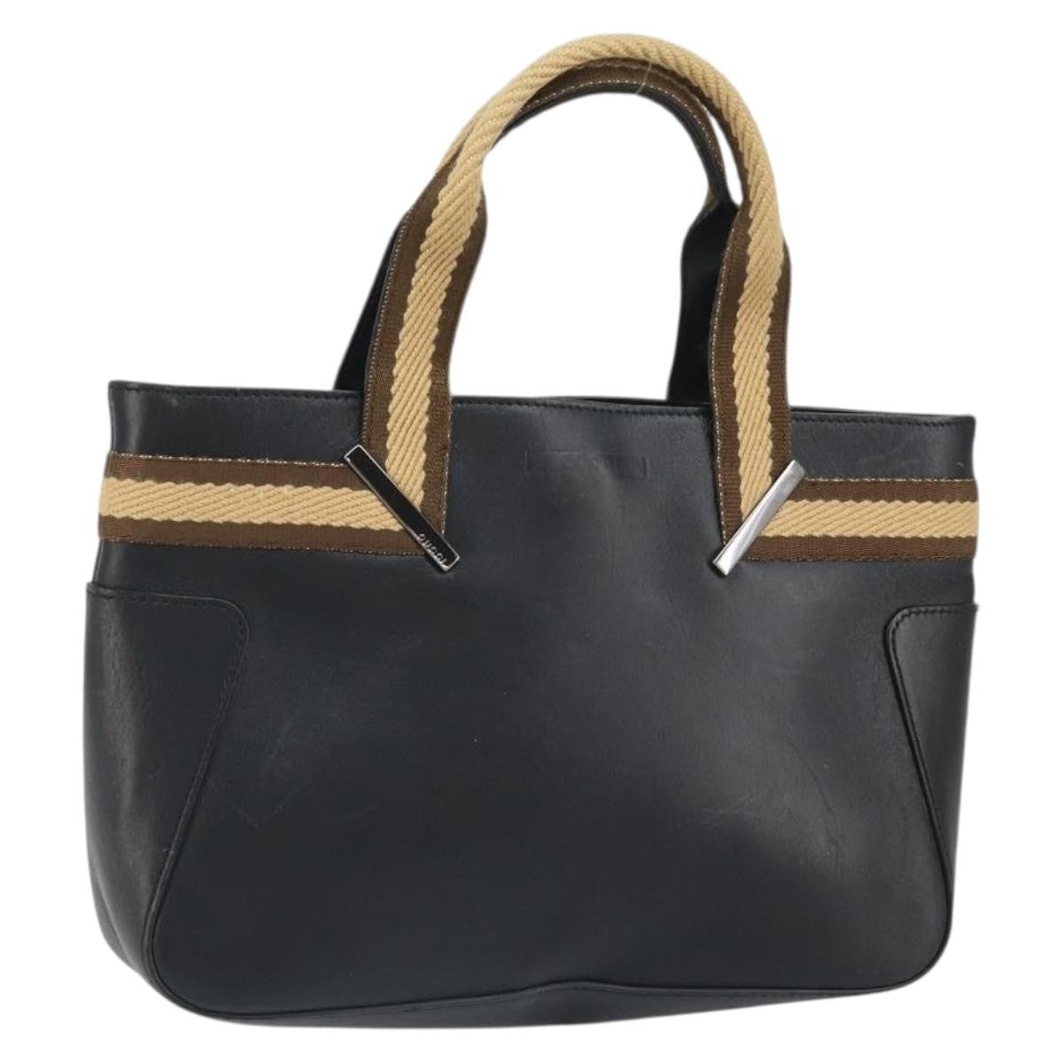 Gucci Vintage Web Tote Leather, Black, Leather, Tote Bag