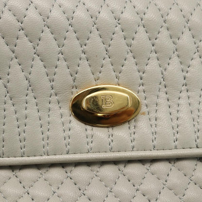 Bally Vintage Handbag Quilted Leather, WHITE, LEATHER, Handbag