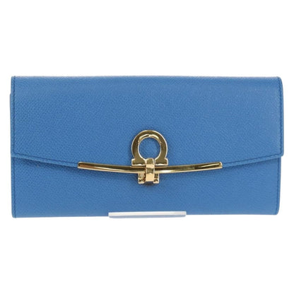 Salvatore Ferragamo Gancini Flap Continental Wallet Leather, Blue, Leather, Wallet