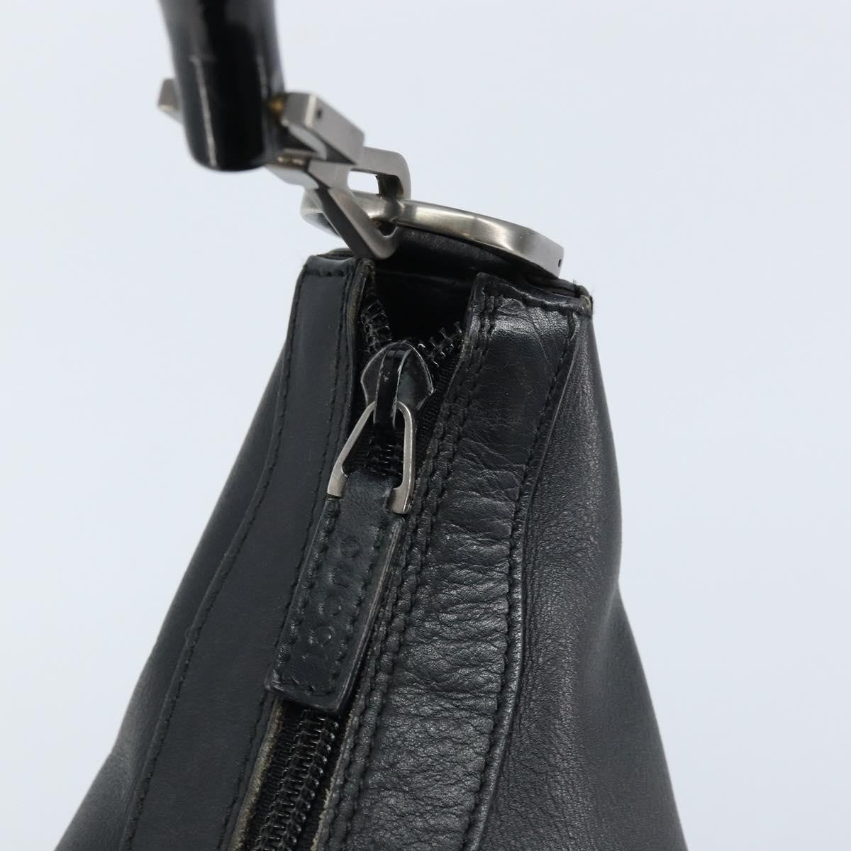 Gucci Vintage Bamboo Hobo Leather, BLACK, LEATHER, Handbag