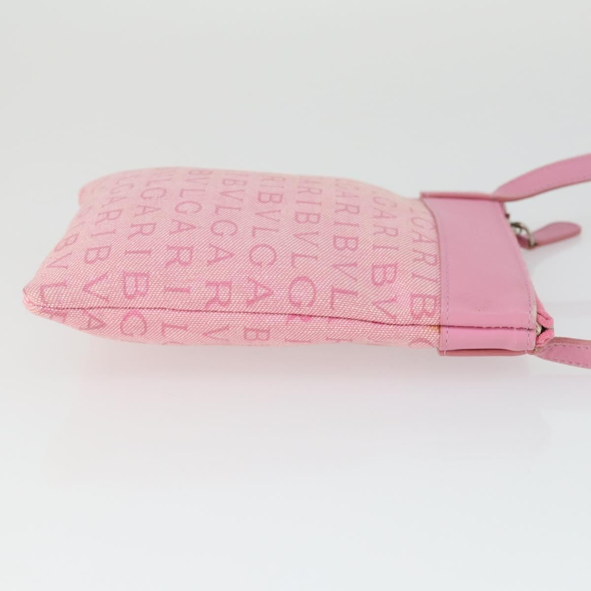 Bvlgari Logomania Shoulder Bag Canvas with Leather, Pink, Canvas, Shoulder Bag