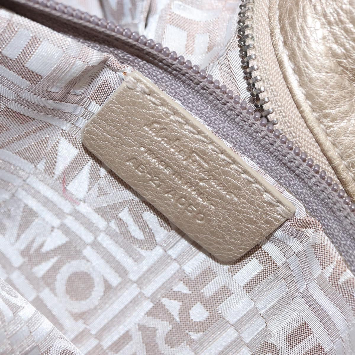 Salvatore Ferragamo Gancini handbag Leather, GOLD, LEATHER, Handbag