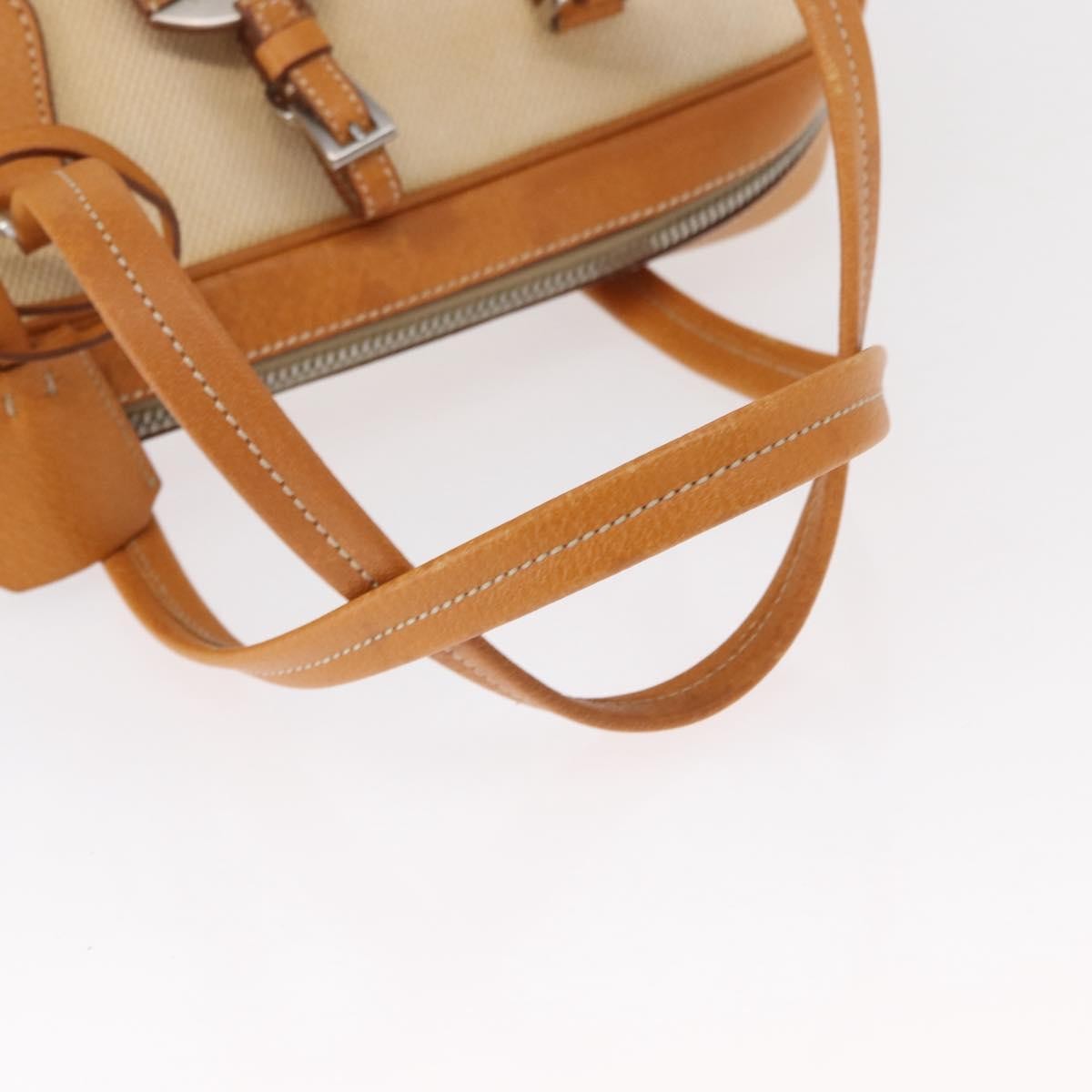Prada Bowler Bag Canvas with Leather, BEIGE, CANVAS, Handbag