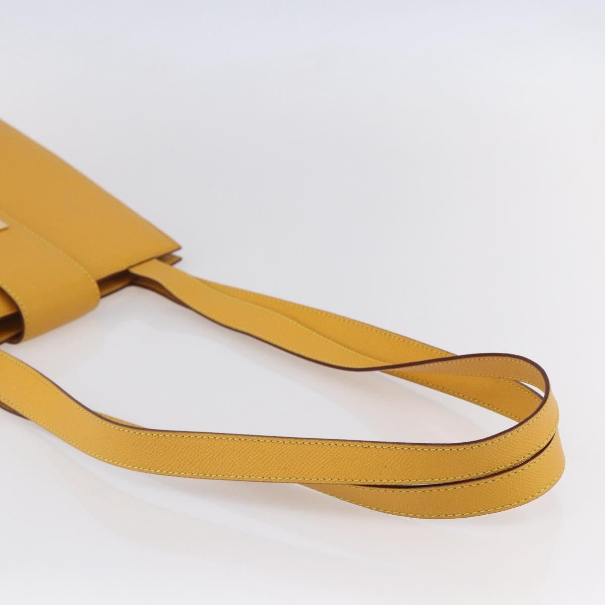 Celine Vintage Shoulder Bag Leather, YELLOW, LEATHER, Shoulder bag