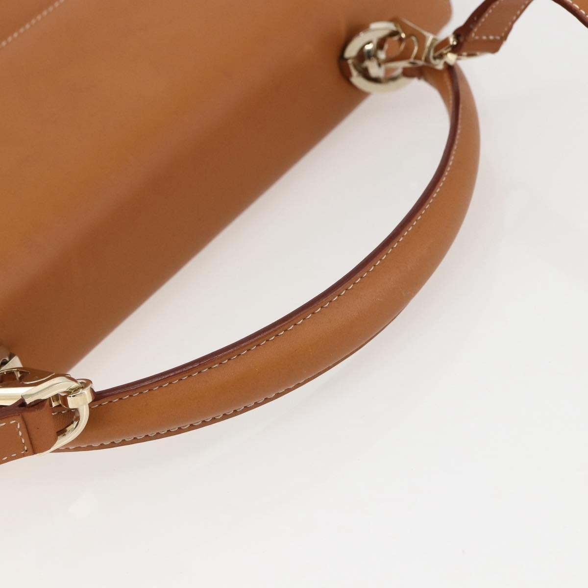 Salvatore Ferragamo Gancini handbag Leather, BROWN, LEATHER, Handbag