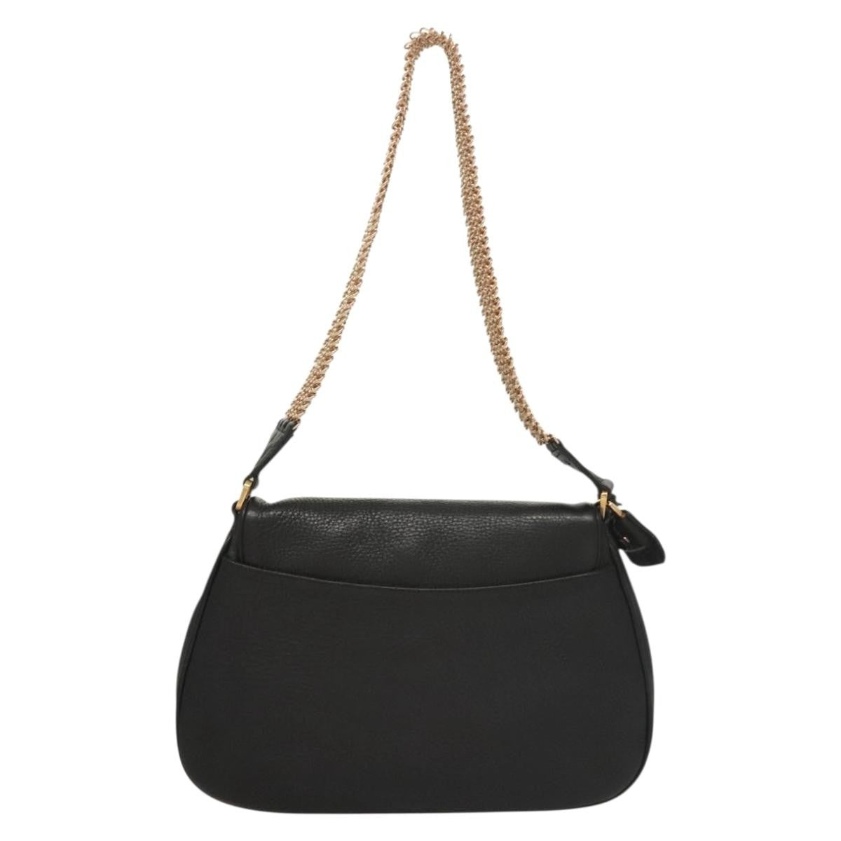 Prada Vintage Chain Flap Shoulder Bag Leather, BLACK, LEATHER, Shoulder bag