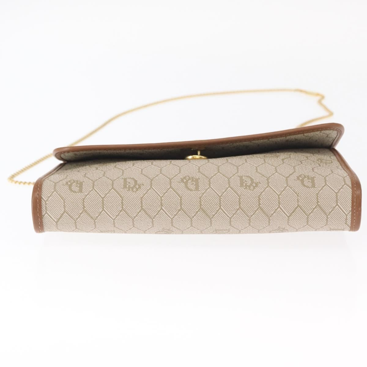 Christian Dior Vintage Honeycomb Flap Crossbody Bag Coated Canvas, BEIGE, CANVAS, Shoulder bag