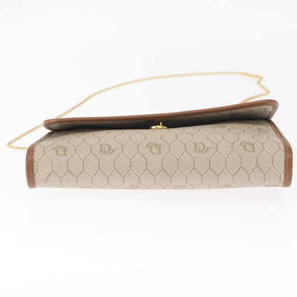 Christian Dior Vintage Honeycomb Flap Crossbody Bag Coated Canvas, BEIGE, CANVAS, Shoulder bag