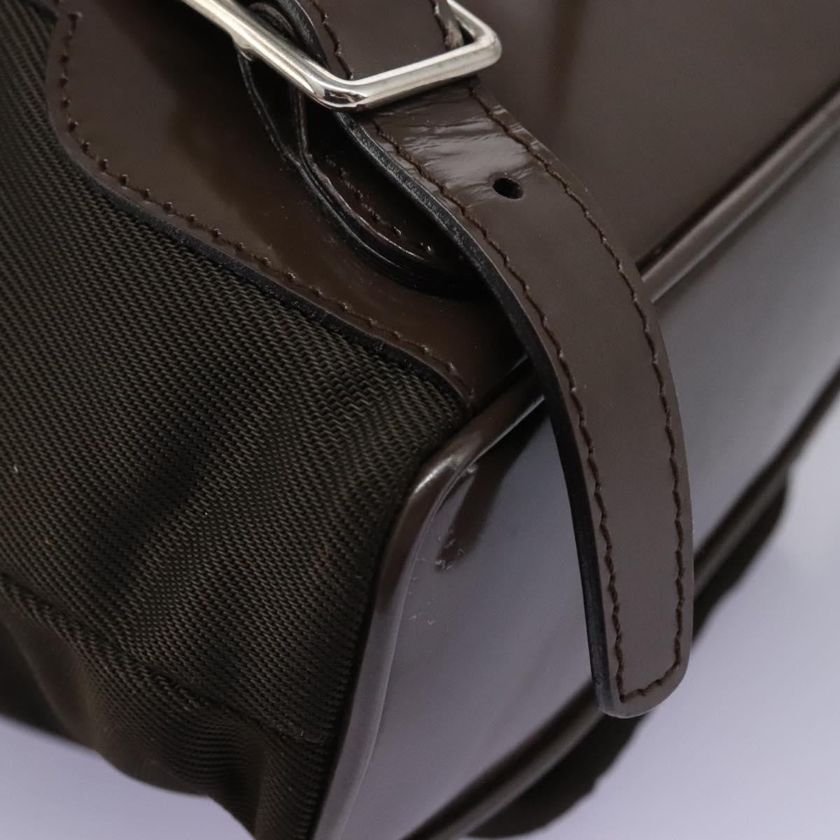 Gucci Vintage Bamboo Backpack Nylon and Patent Leather, BROWN, NYLON, Backpack