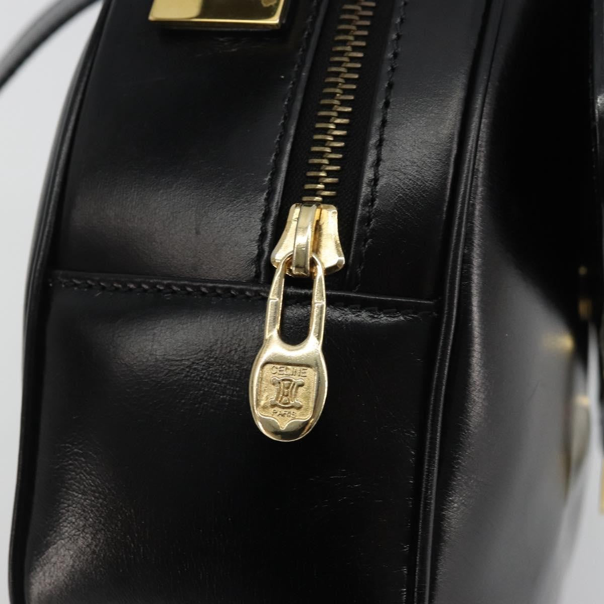 Celine Circle Logo Shoulder Bag Leather, Black, Leather, Shoulder Bag